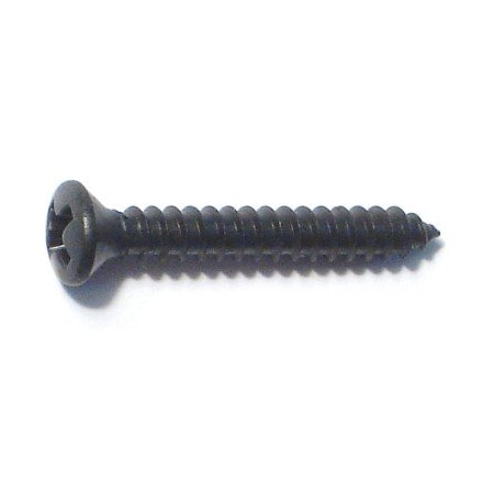Midwest Fastener Sheet Metal Screw, #4 x 1 in, Black Steel Flat Head Phillips Drive, 30 PK 79513